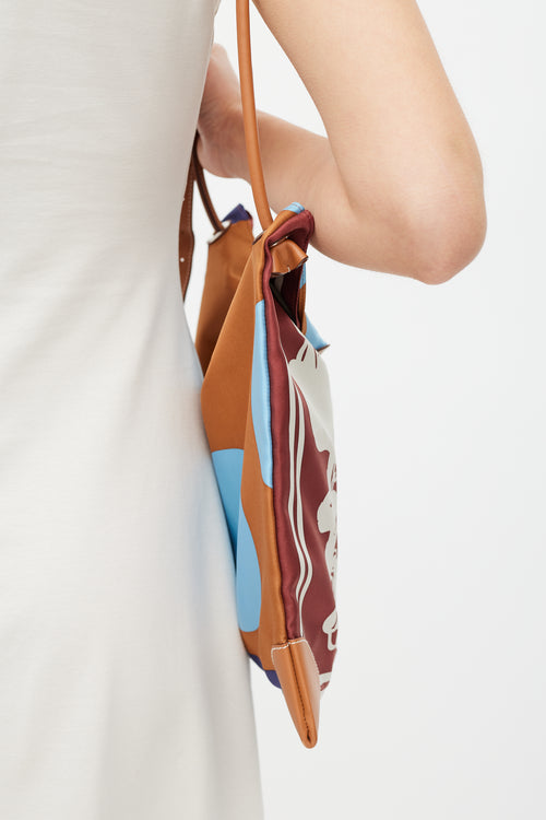 Hermès Brown & Blue Silk City Bag