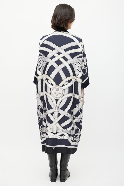 Hermès Navy & Cream Silk Stirrup Cardigan