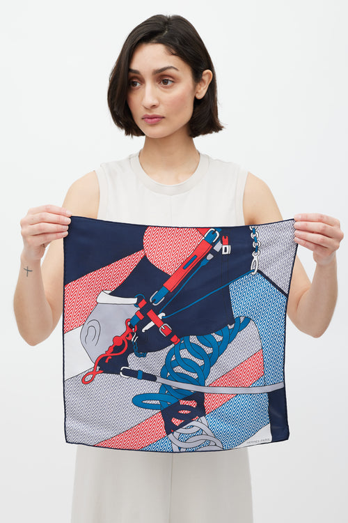 Hermès Navy & Multicolour Harnais de Cabriolet 45 Scarf