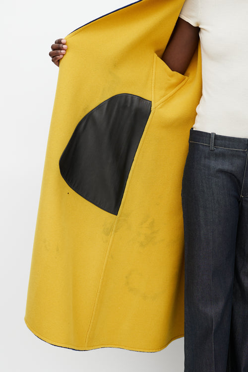 Hermes Navy & Yellow Wool Grommet Coat