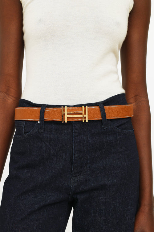 Hermès H au Carre Noir & Gold 32mm Belt