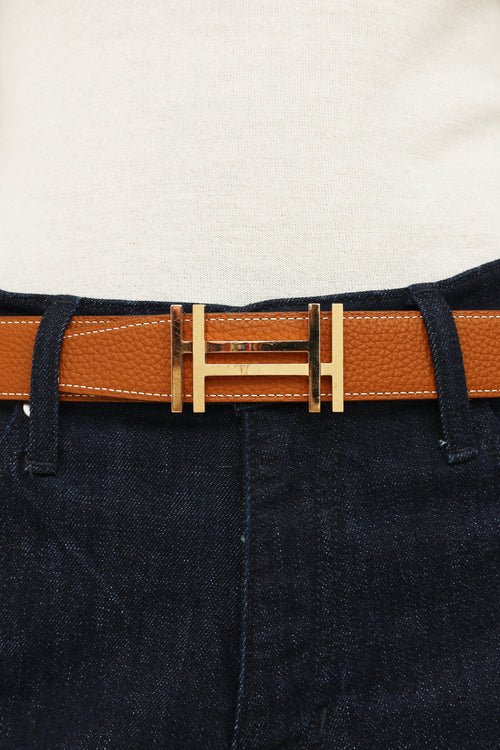 Hermès H au Carre Noir & Gold 32mm Belt