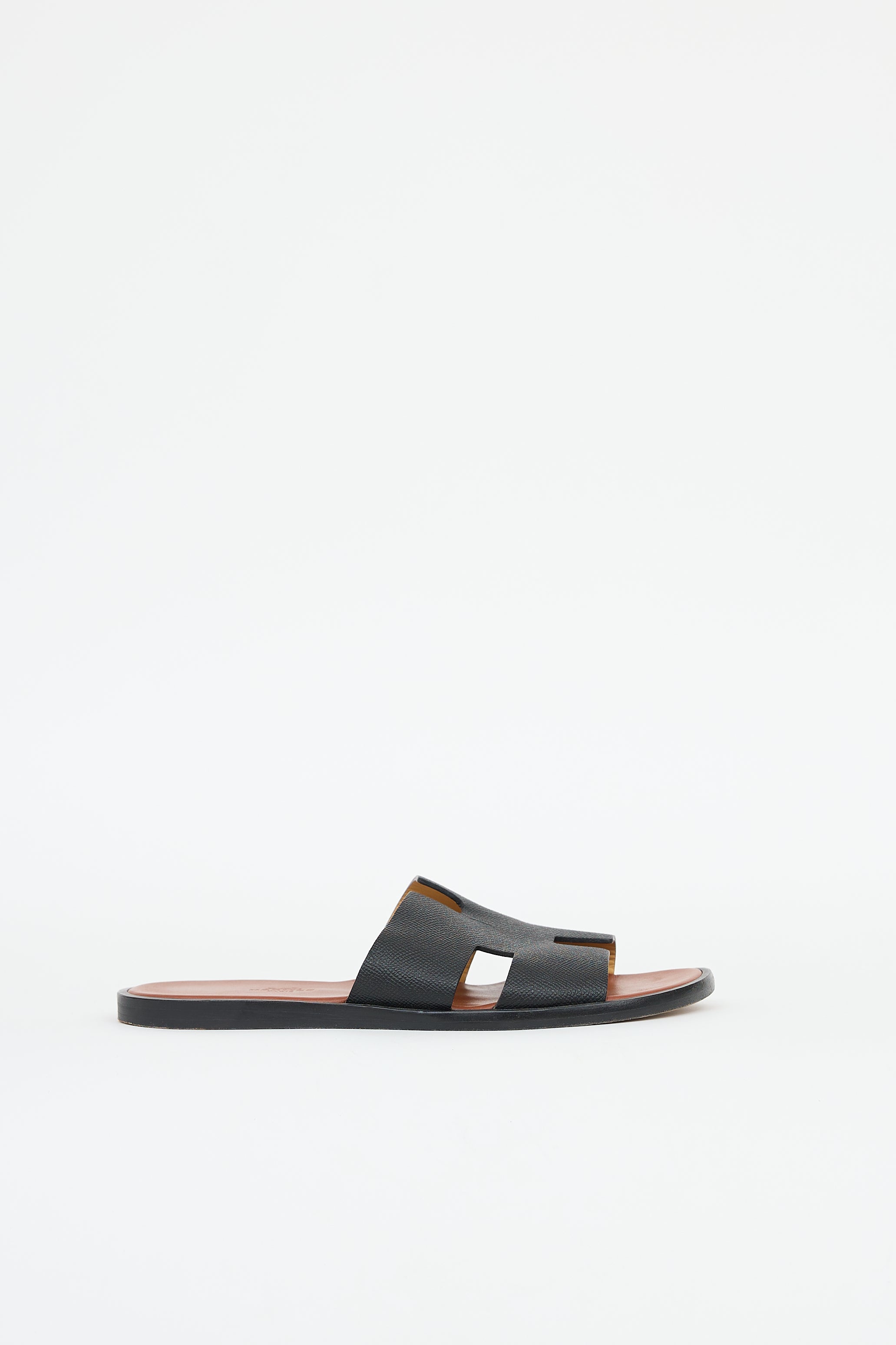 Hermès Noir leather Izmir H sandals