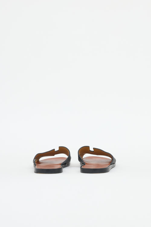 Hermès Noir leather Izmir H sandals