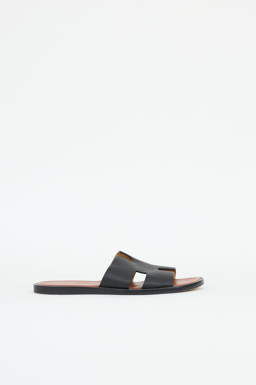 Hermès Noir leather Izmir H sandals