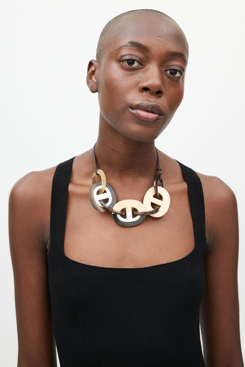 Hermès Orange & Brown Karamba Necklace