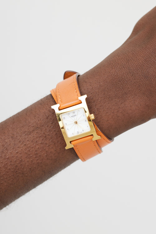 Hermès Orange & Gold Heure H Watch
