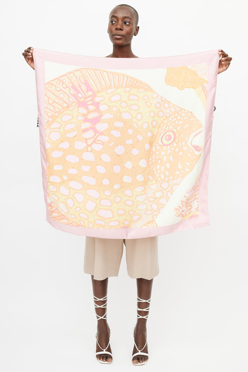 Hermès Pink & Orange Grands Fonds 90 Scarf