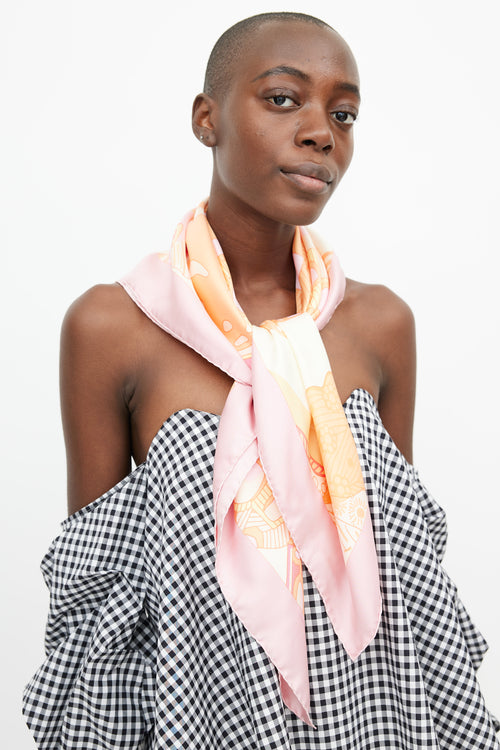 Hermès Pink & Orange Grands Fonds 90 Scarf