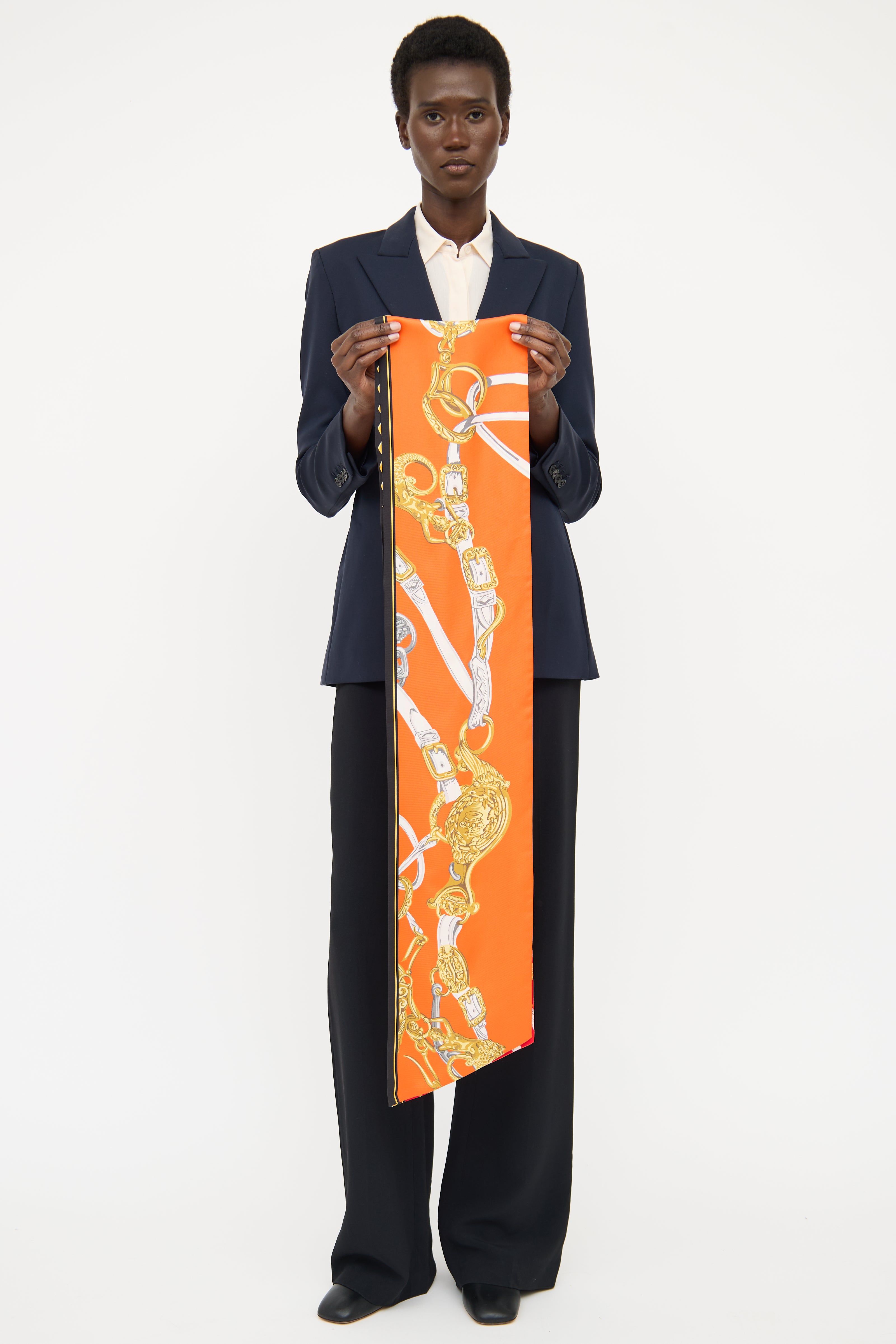 Hermès Orange Brides De Gala Silk Twilly