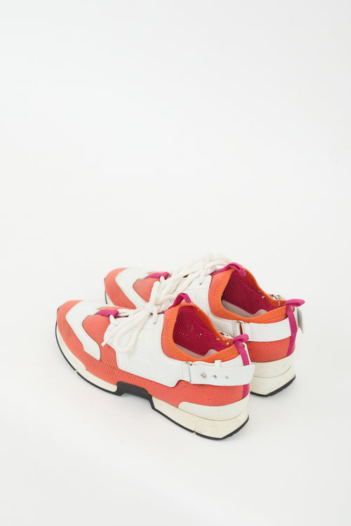 Hermès Orange & White Knit & Leather Athelete Sneaker