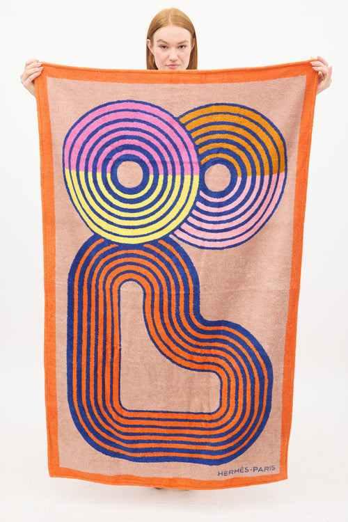 Hermès Orange & Multicolour Cotton Zen au Soleil Beach Towel