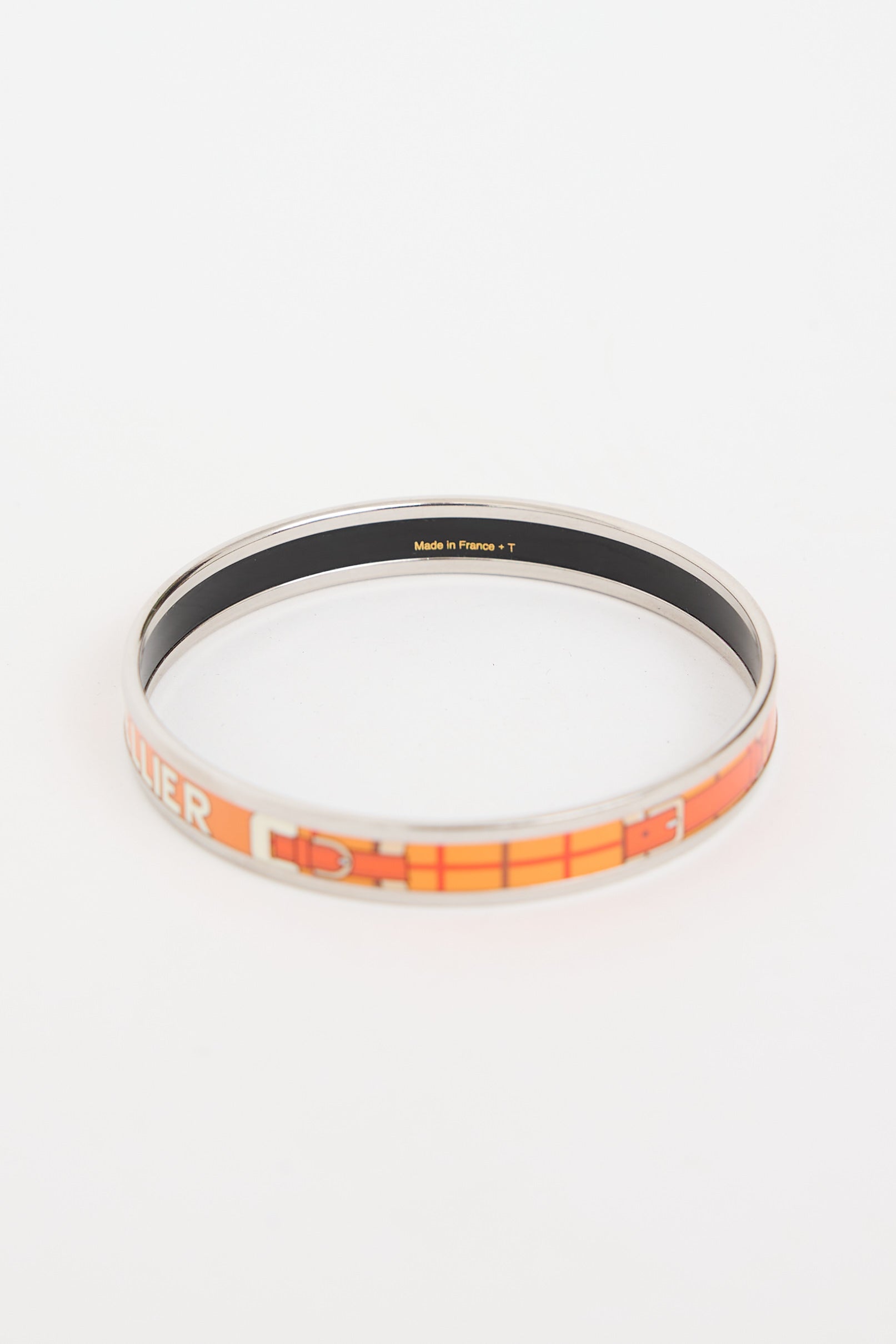 Hermès Sellier Enamel Narrow Bangle