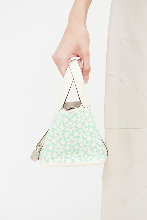 Hermès 2023 Nata & Vert Swift Lucky Daisy Micro Picotin Bag