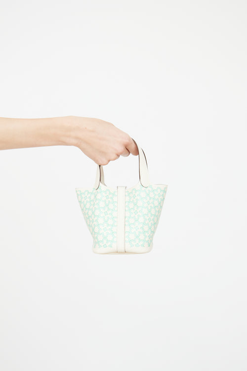 Hermès 2023 Nata & Vert Swift Lucky Daisy Micro Picotin Bag