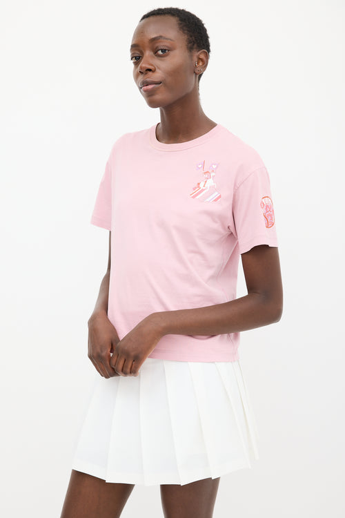 Hermès Pink & Multicolour Faubourg Rainbow Graphic T-Shirt