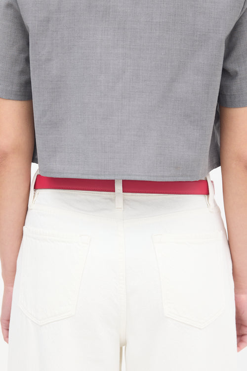 Hermès Pink & Gold Leather H Torsade Buckle Reversible Belt