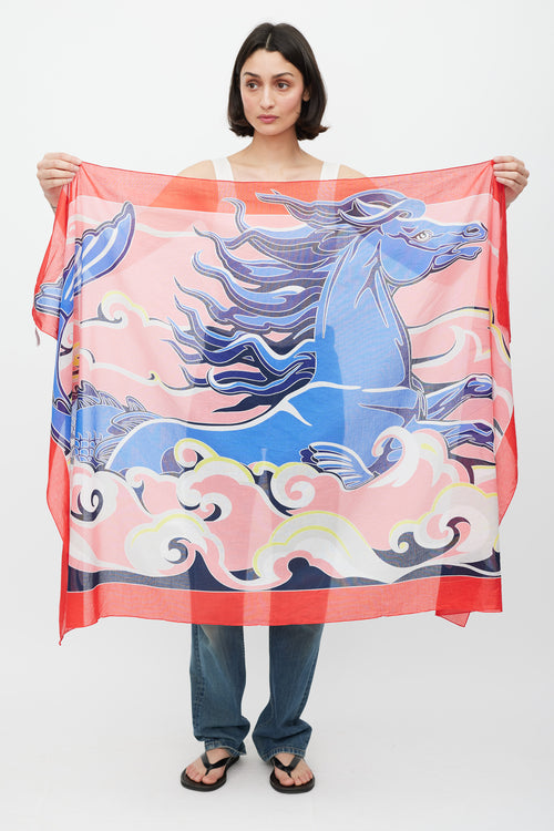 Hermès Pink & Multicolour Cheval Sirene Scarf