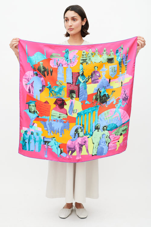 Hermès Pink & Multicolour Pierre Loti ou L'Ame Voyageuse 90 Scarf