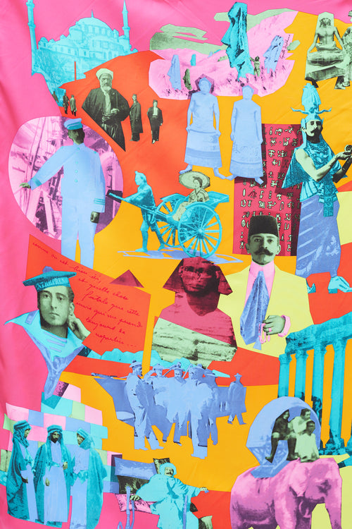 Hermès Pink & Multicolour Pierre Loti ou L'Ame Voyageuse 90 Scarf