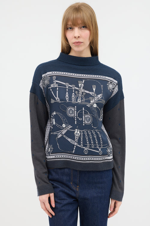 Hermès Printed Mock Neck Sweater