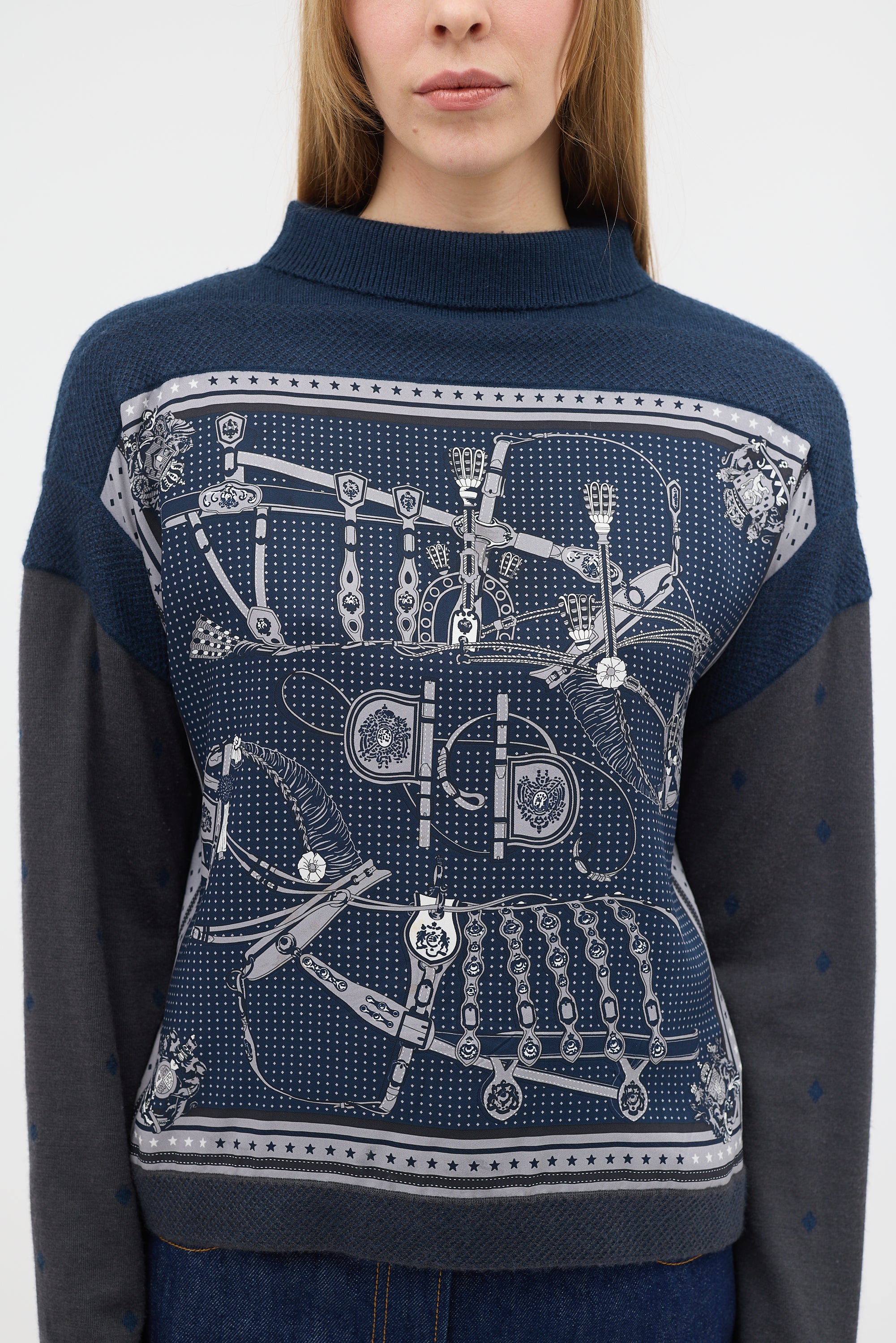 Hermès Printed Mock Neck Sweater