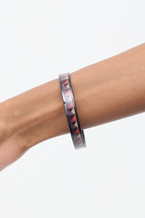 Hermès Purple & Multi Enamel Clous en Trompe L'Oeil Bangle Bracelet