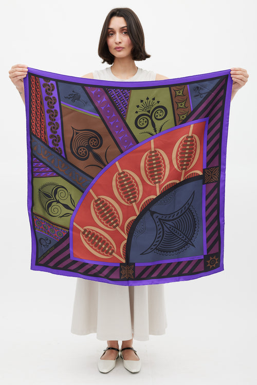 Hermès Purple & Multicolour Géométrie Crétoise Silk Scarf
