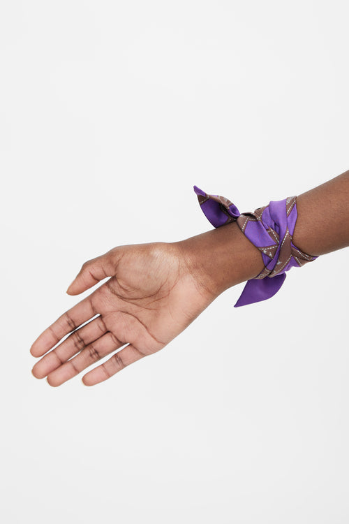 Hermès Purple Silk & Palladium Meldor Bolduc Twilly