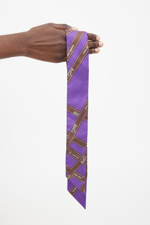 Hermès Purple Silk & Palladium Meldor Bolduc Twilly