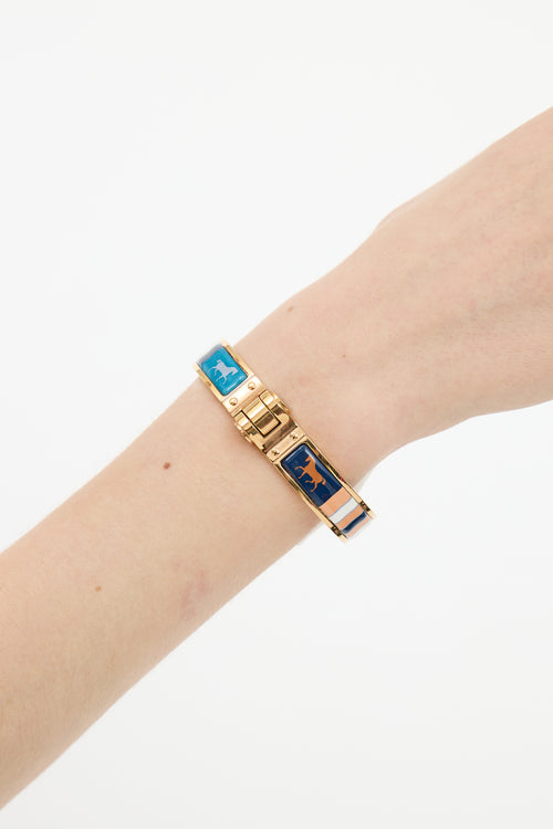 Hermès Gold & Multicolour Charniere Couvertures Enamel Bracelet