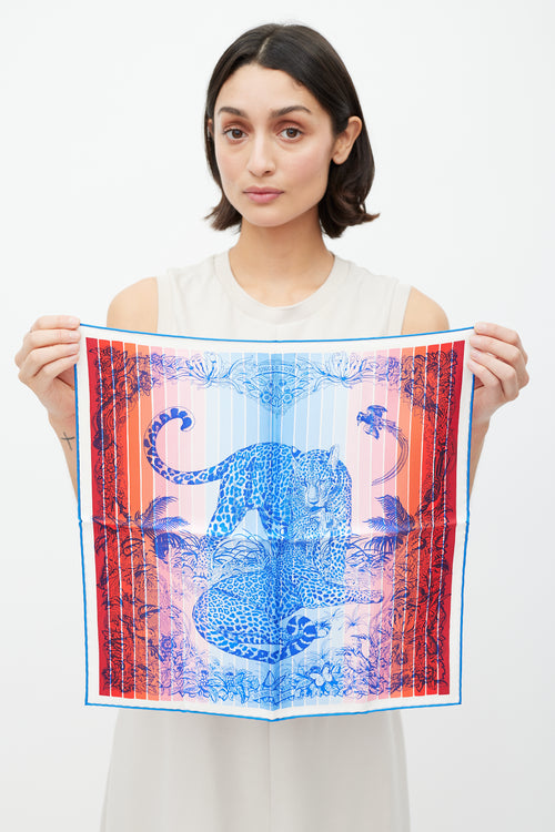Hermès Blue & Red Jungle Love Rainbow 45 Scarf