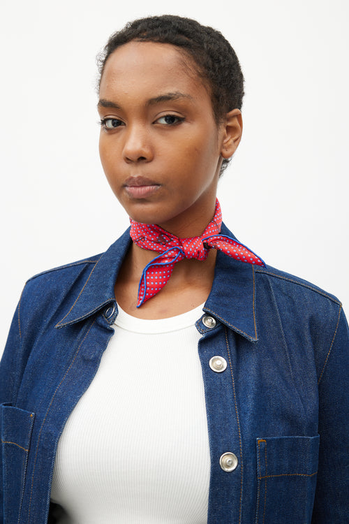 Hermès Red & Blue Silk Mors de Selle Print 40 Scarf