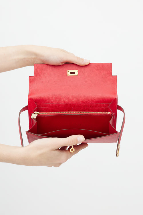 Hermès 2016 Rouge Casaque Epsom & Gold Kelly Wallet