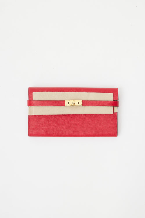 Hermès 2016 Rouge Casaque Epsom & Gold Kelly Wallet