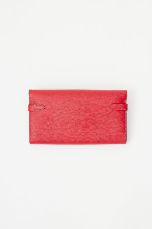 Hermès 2016 Rouge Casaque Epsom & Gold Kelly Wallet