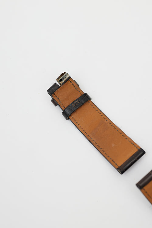 Hermès Red Embossed Leather & Diamond Arceau Watch