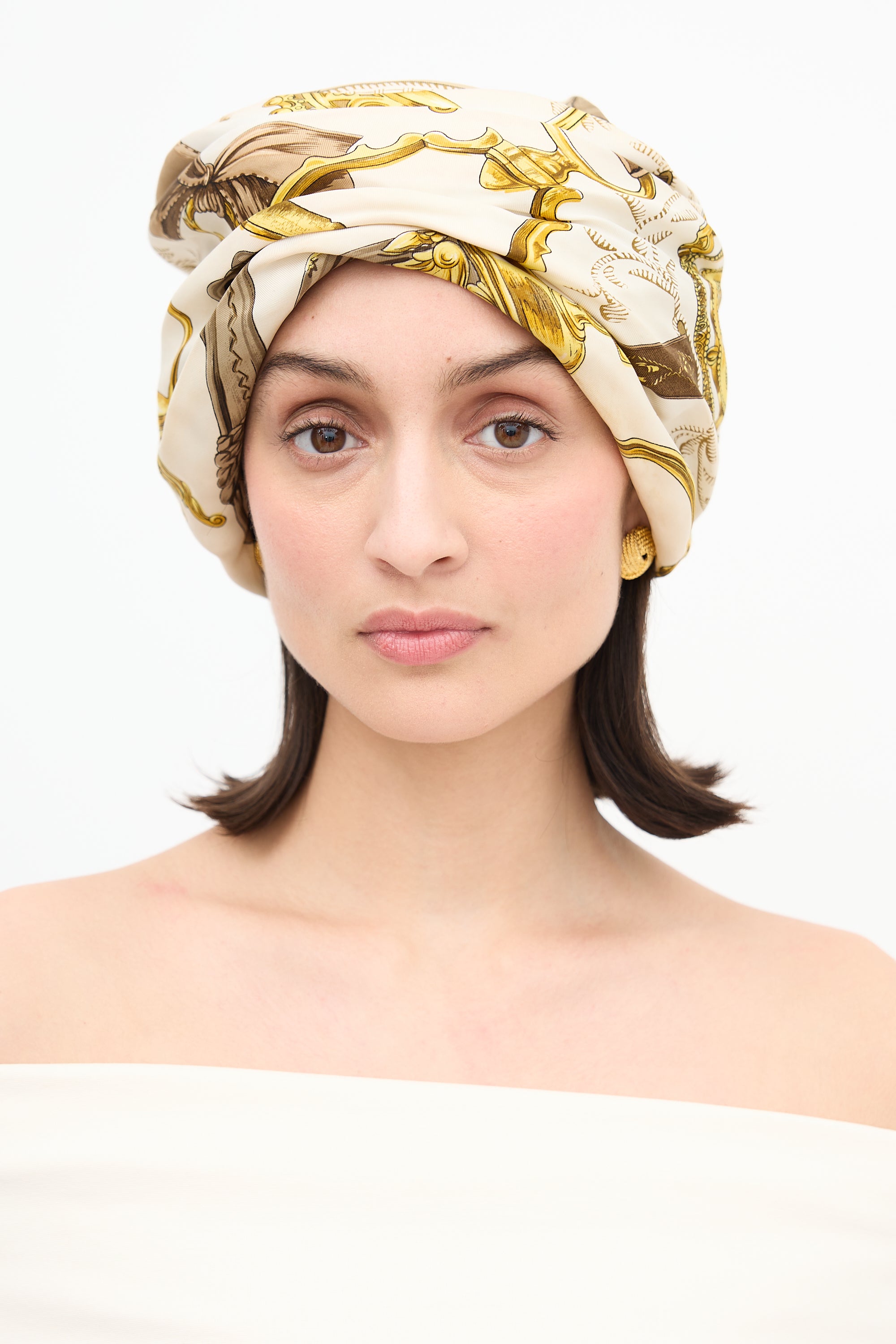 Hermès Silk Etriers Ruched Hat