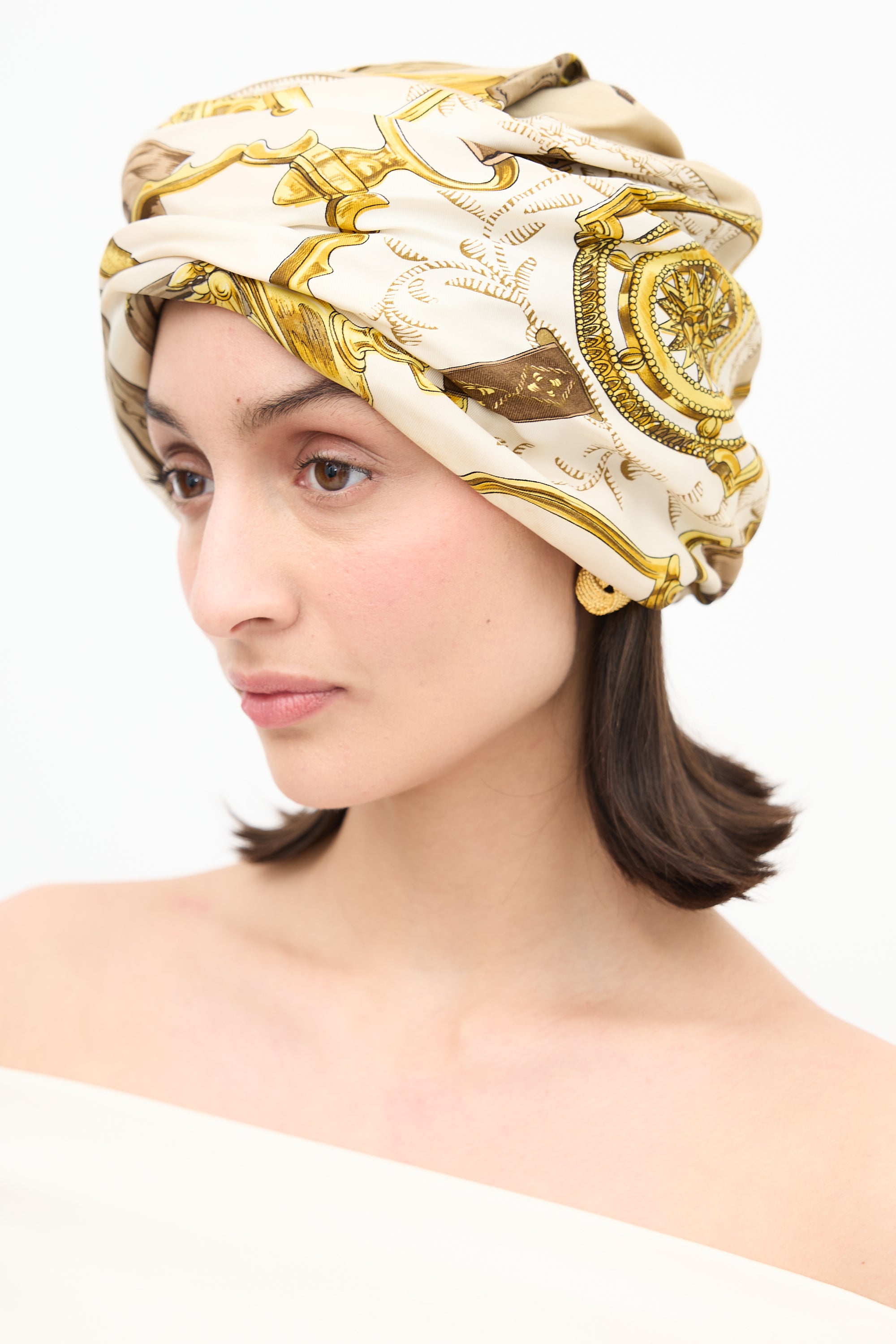 Hermès Silk Etriers Ruched Hat