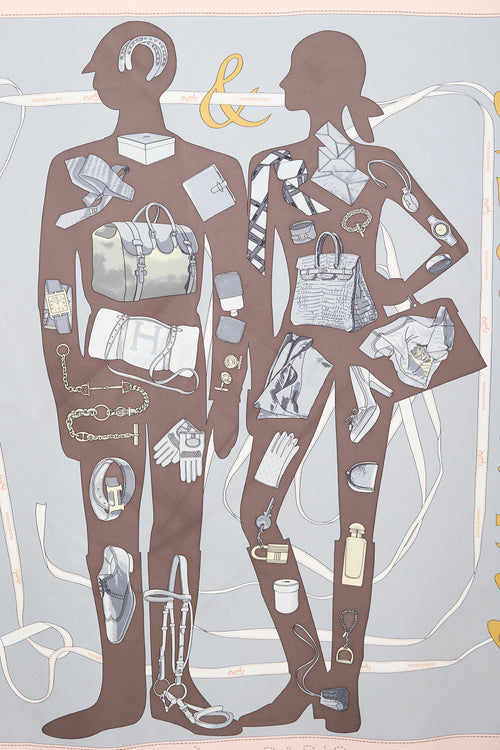 Hermès Silk Monsieur Et Madame 90 Scarf