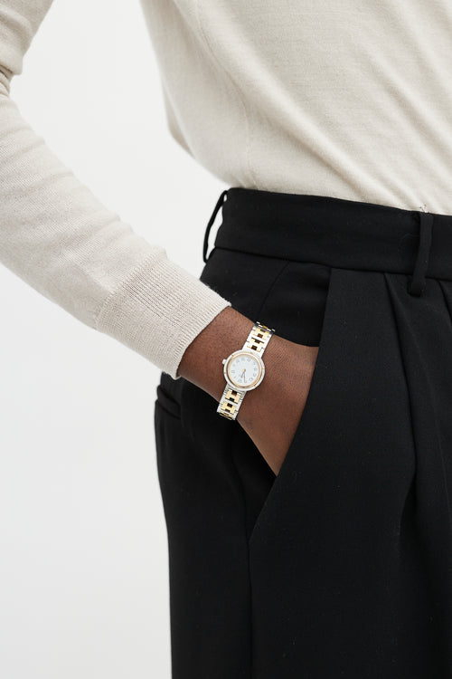 Hermès Vintage Stainless Steel & 18K Gold Clipper Two Tone Watch
