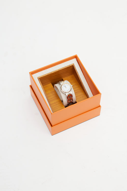 Hermès Vintage Stainless Steel & 18K Gold Clipper Two Tone Watch