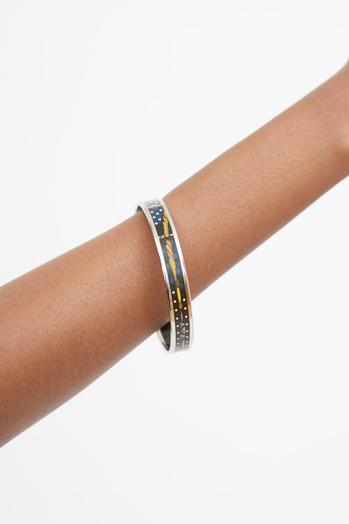 Hermès Silver & Multicolour Printed Cloisonne Bangle
