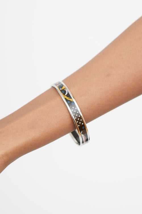 Hermès Silver & Multicolour Printed Cloisonne Bangle