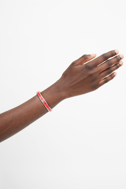 Hermès Silver & Red Calèche Bangle