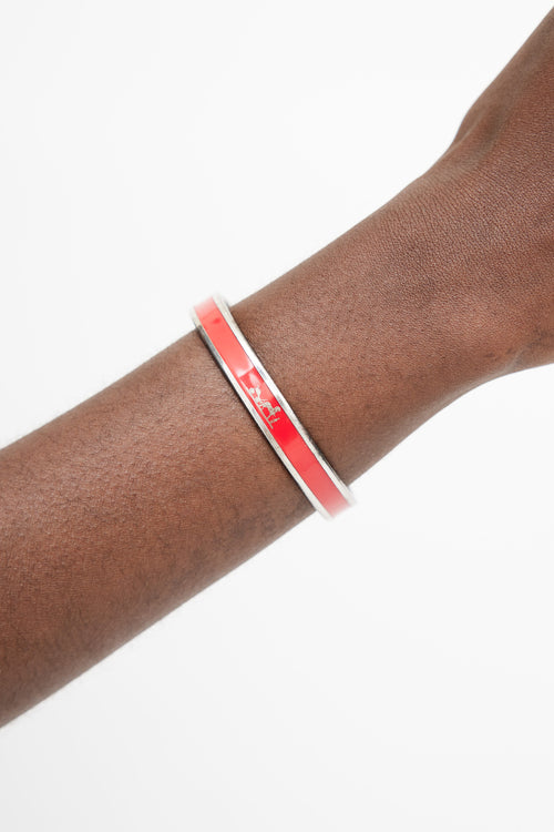 Hermès Silver & Red Calèche Bangle