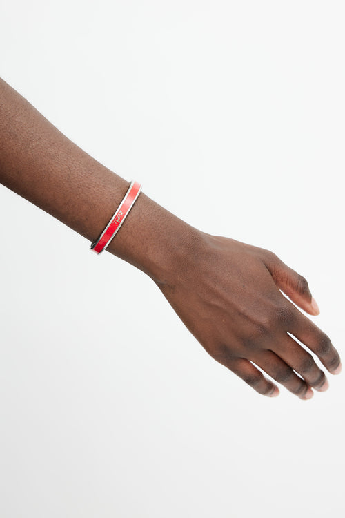 Hermès Silver & Red Calèche Bangle