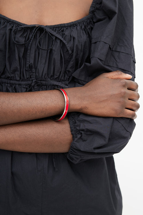 Hermès Silver & Red Calèche Bangle