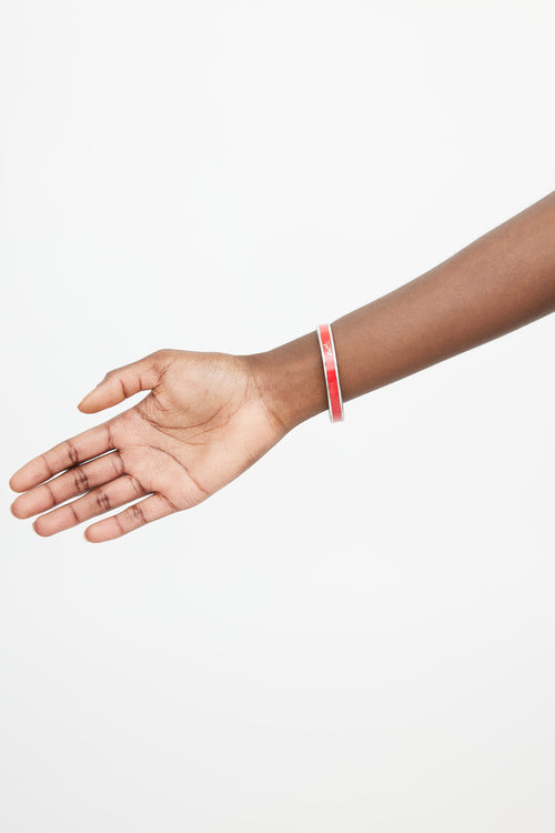 Hermès Silver & Red Calèche Bangle