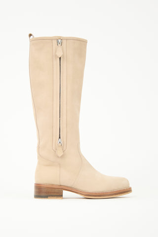 Hermès Suede Knee High Riding Boot